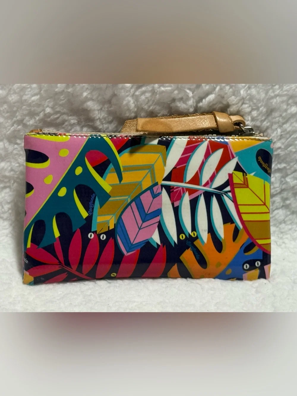 Consuela Multicolor Maya Leaf-Print Leather Slim Wallet